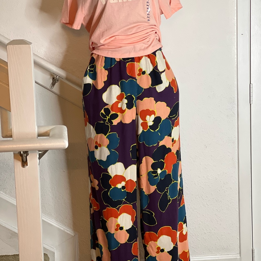 BCBGeneration Floral Wide-Leg Pants L